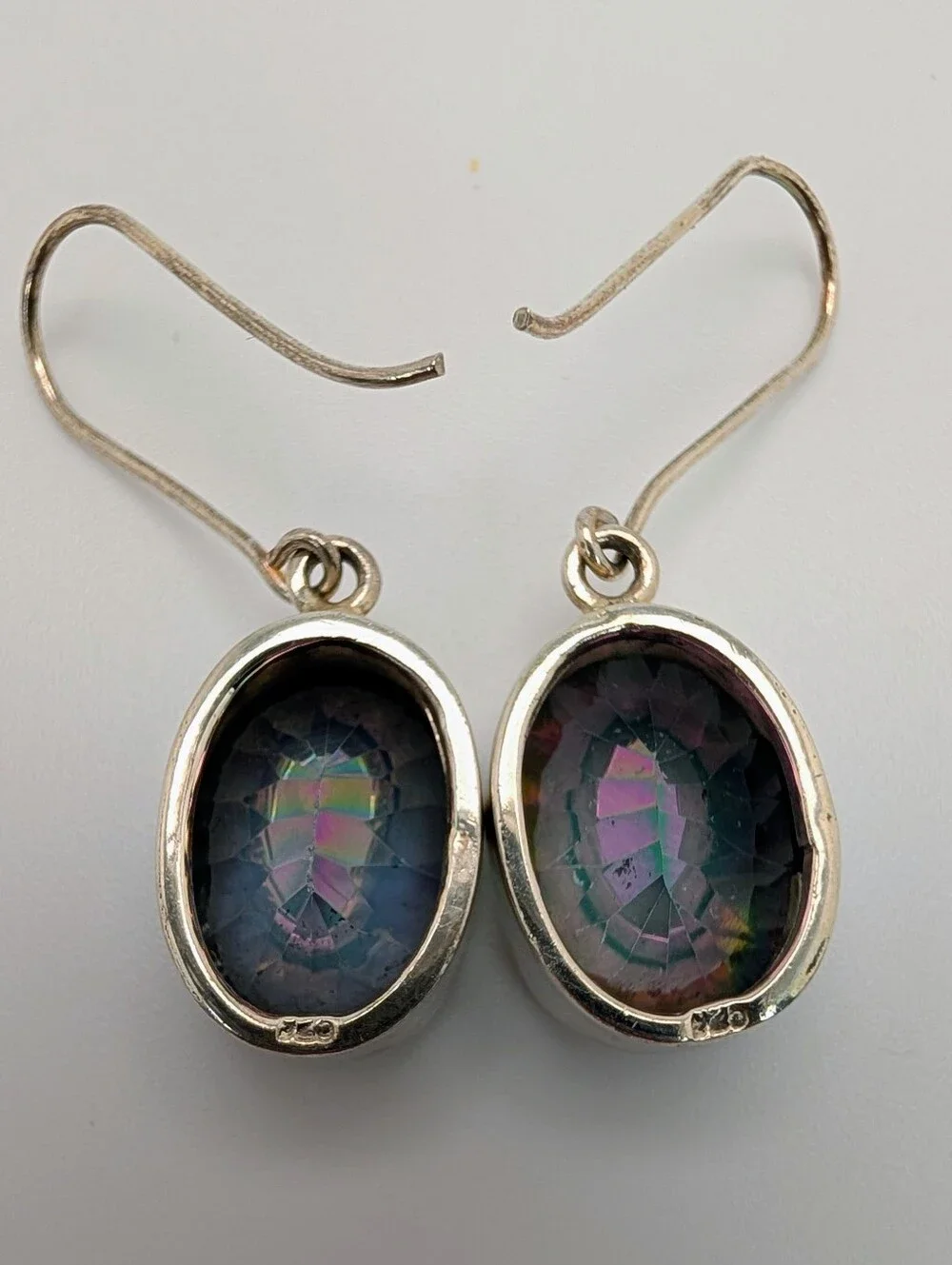 Large Mystic Topaz Oval S925 Sterling Silver Gemstone Dangle Earrings